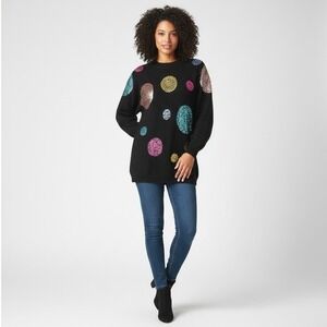 Vintage 80s Eugenia Womens Angora Blend Sweater Size S‎ Black Sequin Pullover